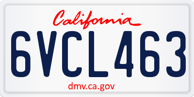 CA license plate 6VCL463