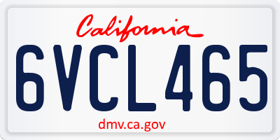 CA license plate 6VCL465