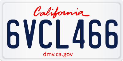 CA license plate 6VCL466