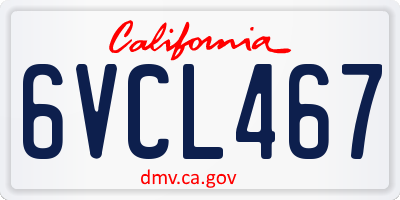 CA license plate 6VCL467