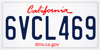 CA license plate 6VCL469