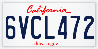 CA license plate 6VCL472