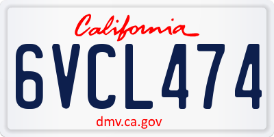 CA license plate 6VCL474