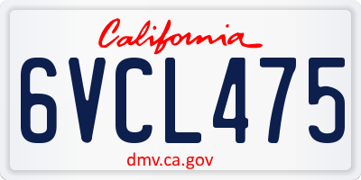 CA license plate 6VCL475