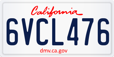 CA license plate 6VCL476
