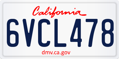 CA license plate 6VCL478
