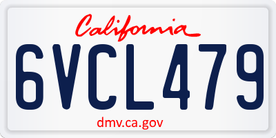 CA license plate 6VCL479