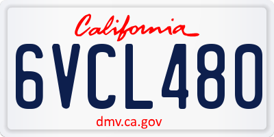 CA license plate 6VCL480