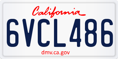 CA license plate 6VCL486
