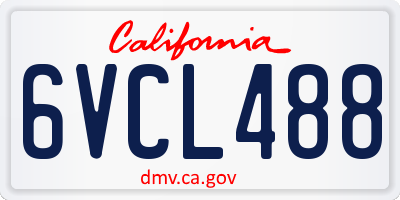 CA license plate 6VCL488
