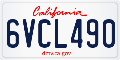 CA license plate 6VCL490