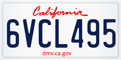 CA license plate 6VCL495
