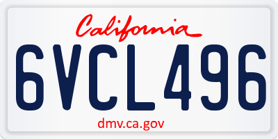 CA license plate 6VCL496