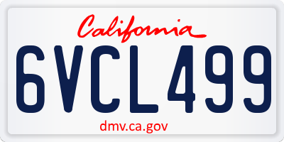 CA license plate 6VCL499