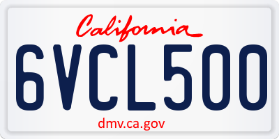 CA license plate 6VCL500