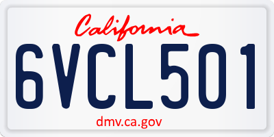 CA license plate 6VCL501