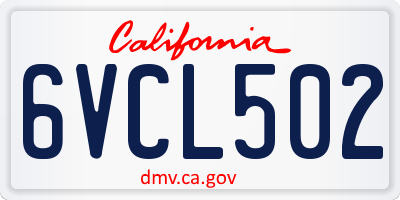 CA license plate 6VCL502
