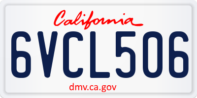 CA license plate 6VCL506