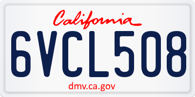 CA license plate 6VCL508