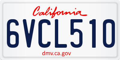 CA license plate 6VCL510