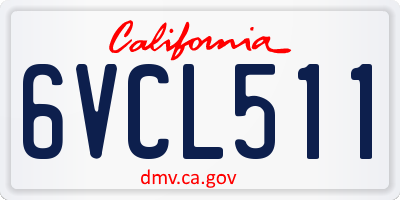 CA license plate 6VCL511