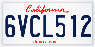 CA license plate 6VCL512