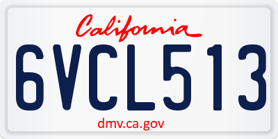 CA license plate 6VCL513