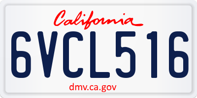 CA license plate 6VCL516