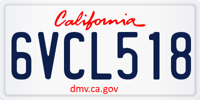 CA license plate 6VCL518