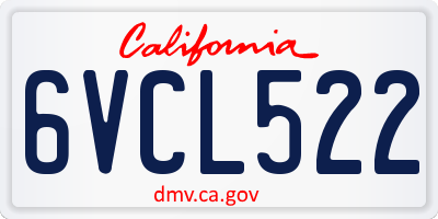 CA license plate 6VCL522