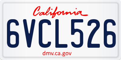 CA license plate 6VCL526