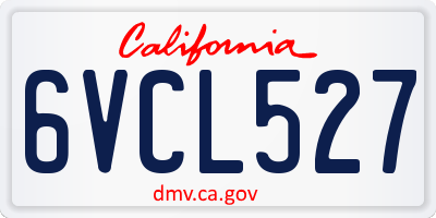 CA license plate 6VCL527