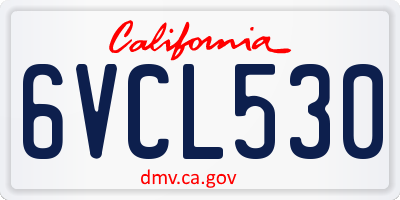CA license plate 6VCL530
