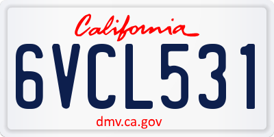 CA license plate 6VCL531