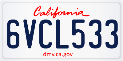 CA license plate 6VCL533
