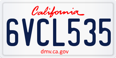 CA license plate 6VCL535
