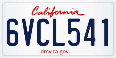 CA license plate 6VCL541