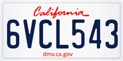 CA license plate 6VCL543