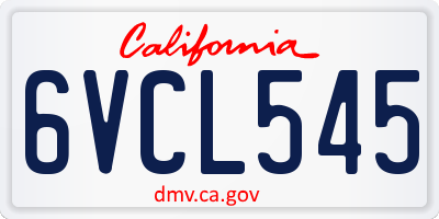 CA license plate 6VCL545
