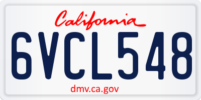 CA license plate 6VCL548