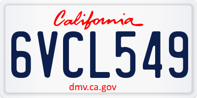 CA license plate 6VCL549