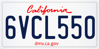 CA license plate 6VCL550