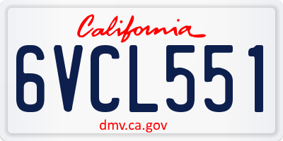 CA license plate 6VCL551