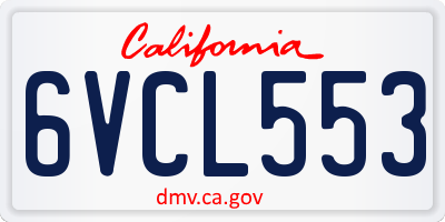 CA license plate 6VCL553