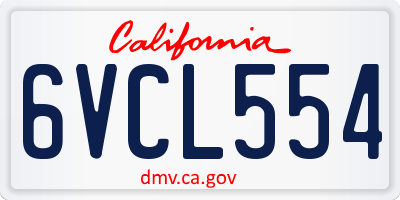CA license plate 6VCL554
