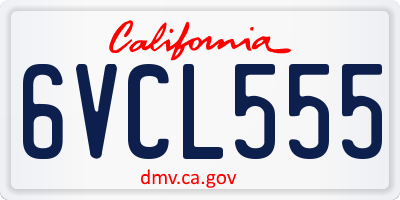 CA license plate 6VCL555