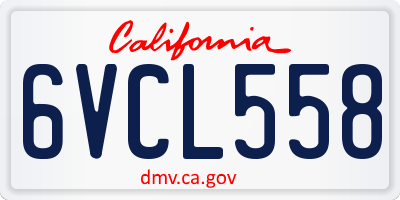 CA license plate 6VCL558