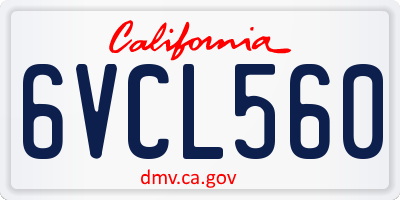 CA license plate 6VCL560
