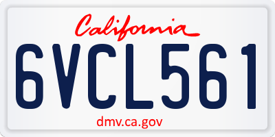 CA license plate 6VCL561