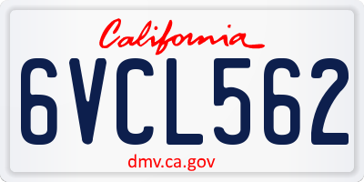 CA license plate 6VCL562